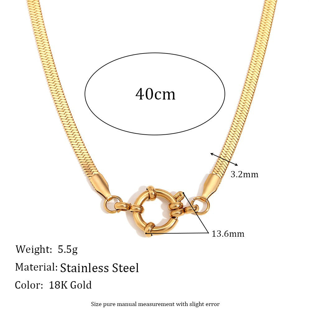 Gittel Gold Blade Chain Necklace - Blade Chain Spring Buckle Pendant Necklace - Gold [BZ7BEDBQ]