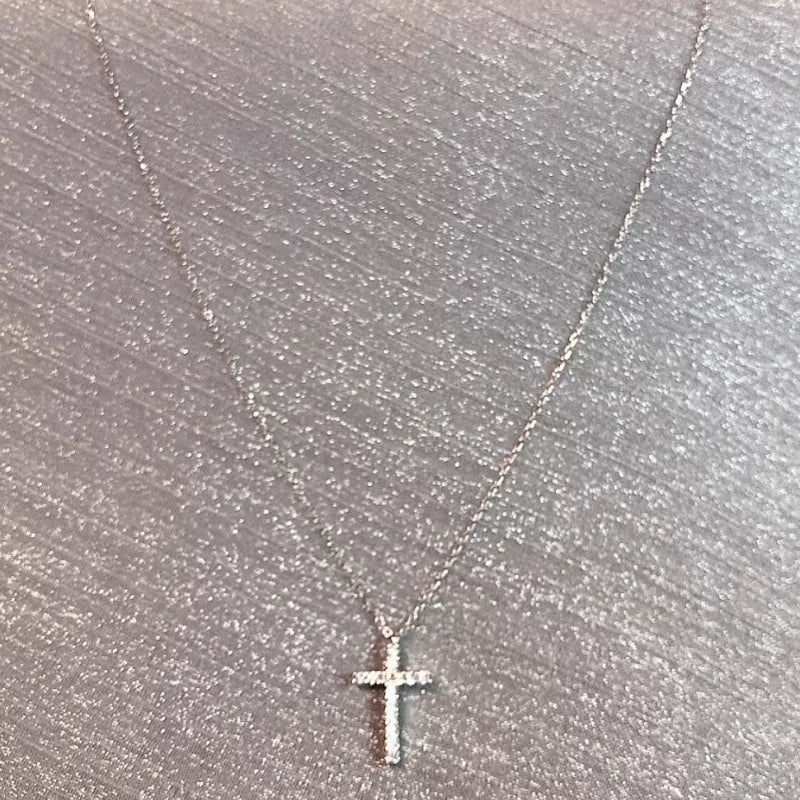 Tehilla Shimmering Cross Necklace - Silver Cross Necklace