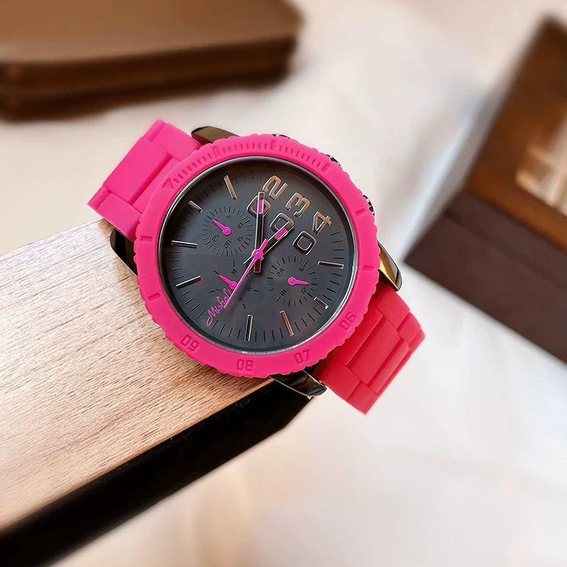 Illiana Bold Silicone Watch - Vivid Rose Red