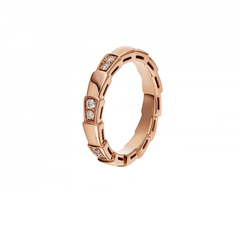 Maylie Serpent Coil Ring - Narrow Rose Gold Diamond Serpent