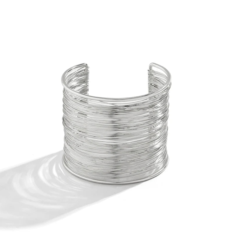 Zaliyah Wide Metal Cuff - Silver