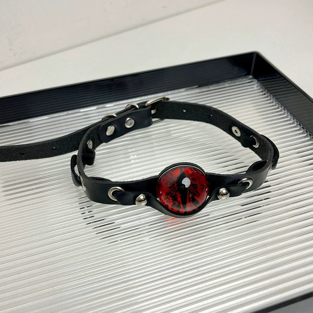 Jaia Devil's Eye Choker - Black Leather Necklace [REXCW0TR]