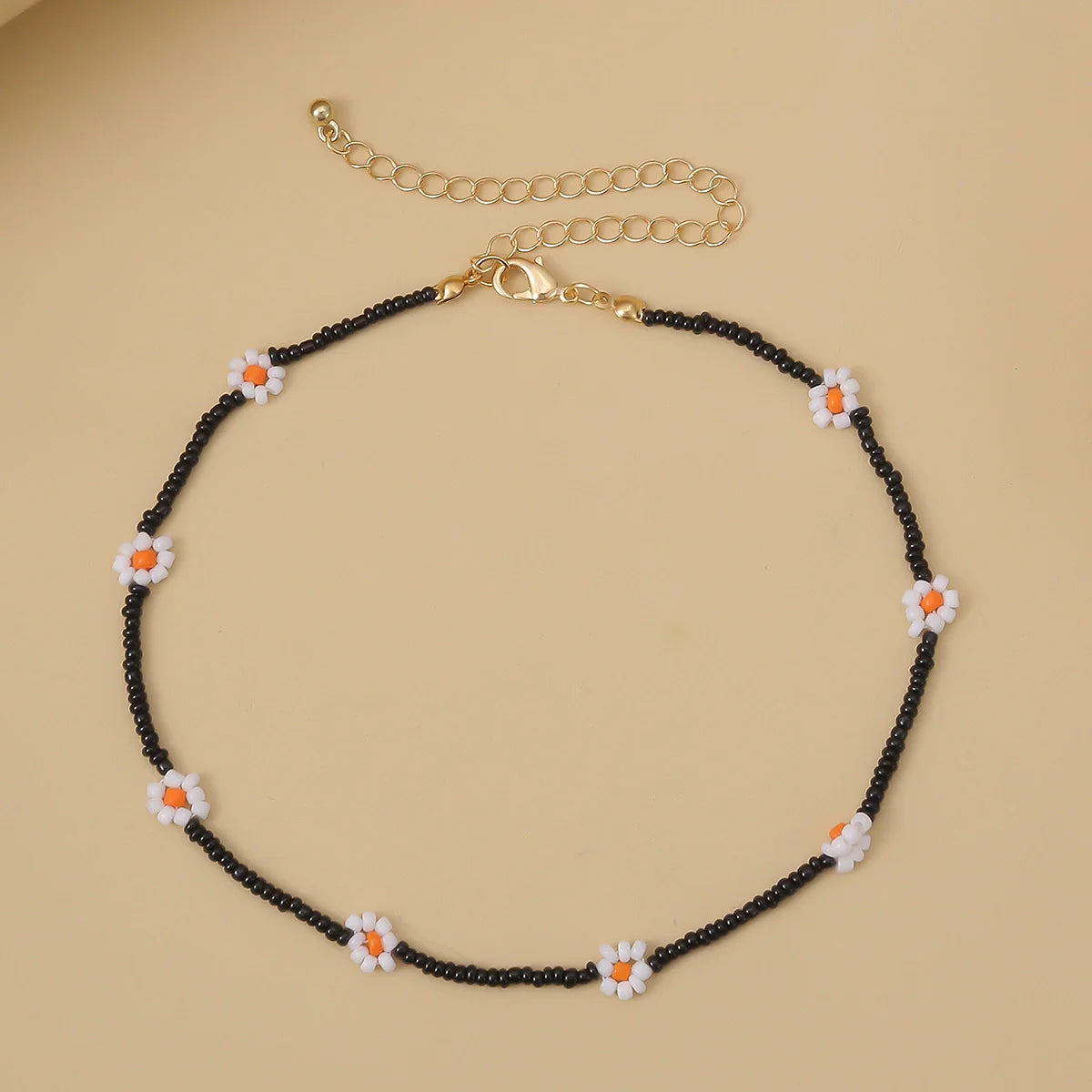 Skyla Floral Beaded Necklace - Style Three Black