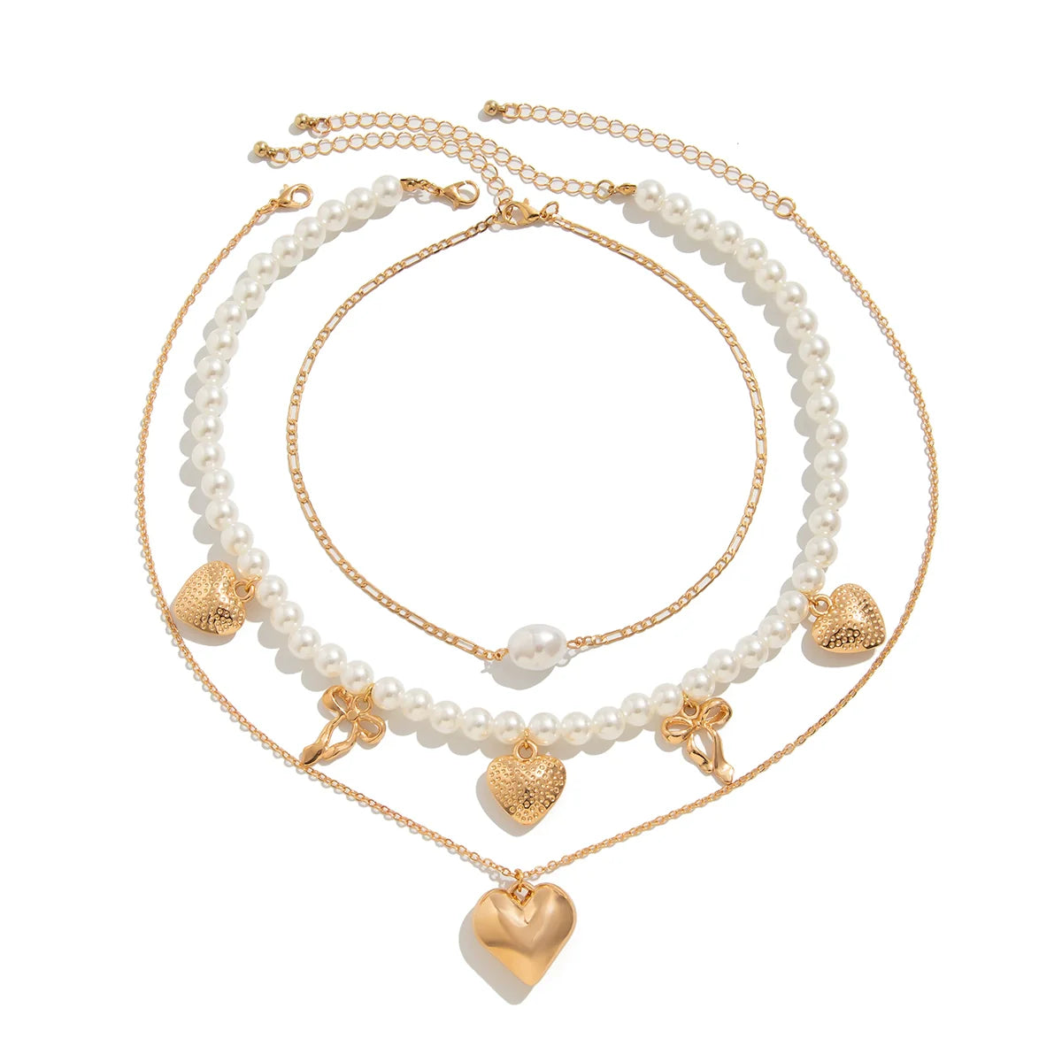 Althea Layered Ocean Necklace Set - 3-Piece Set Heart Charm