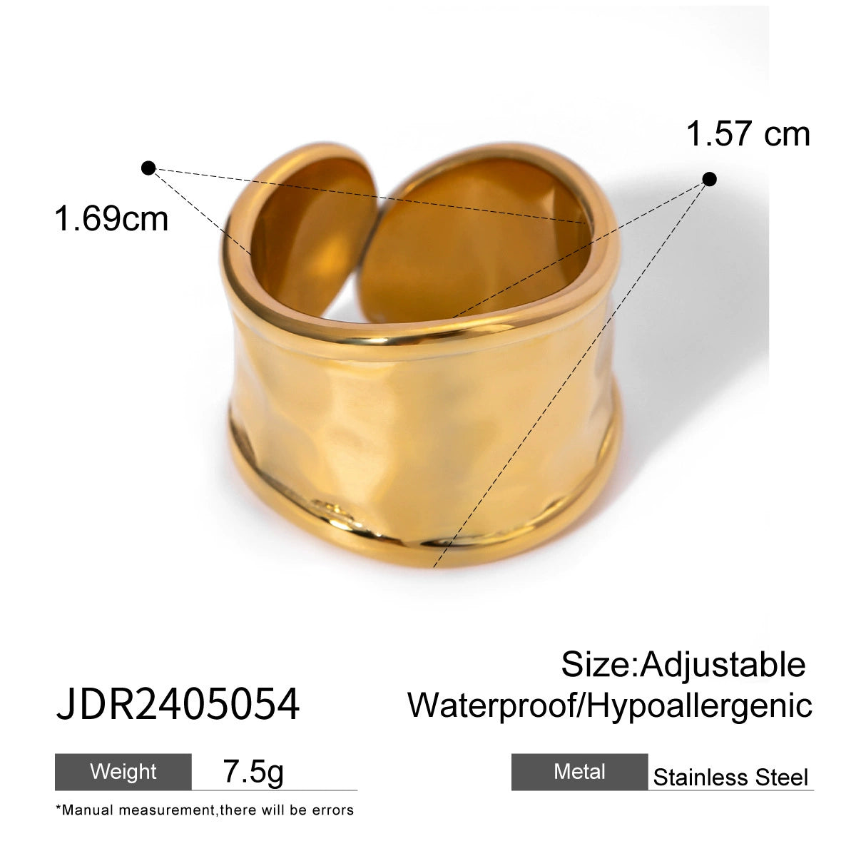 Taegan Hammered Open Ring - Gold [X11TATTH]