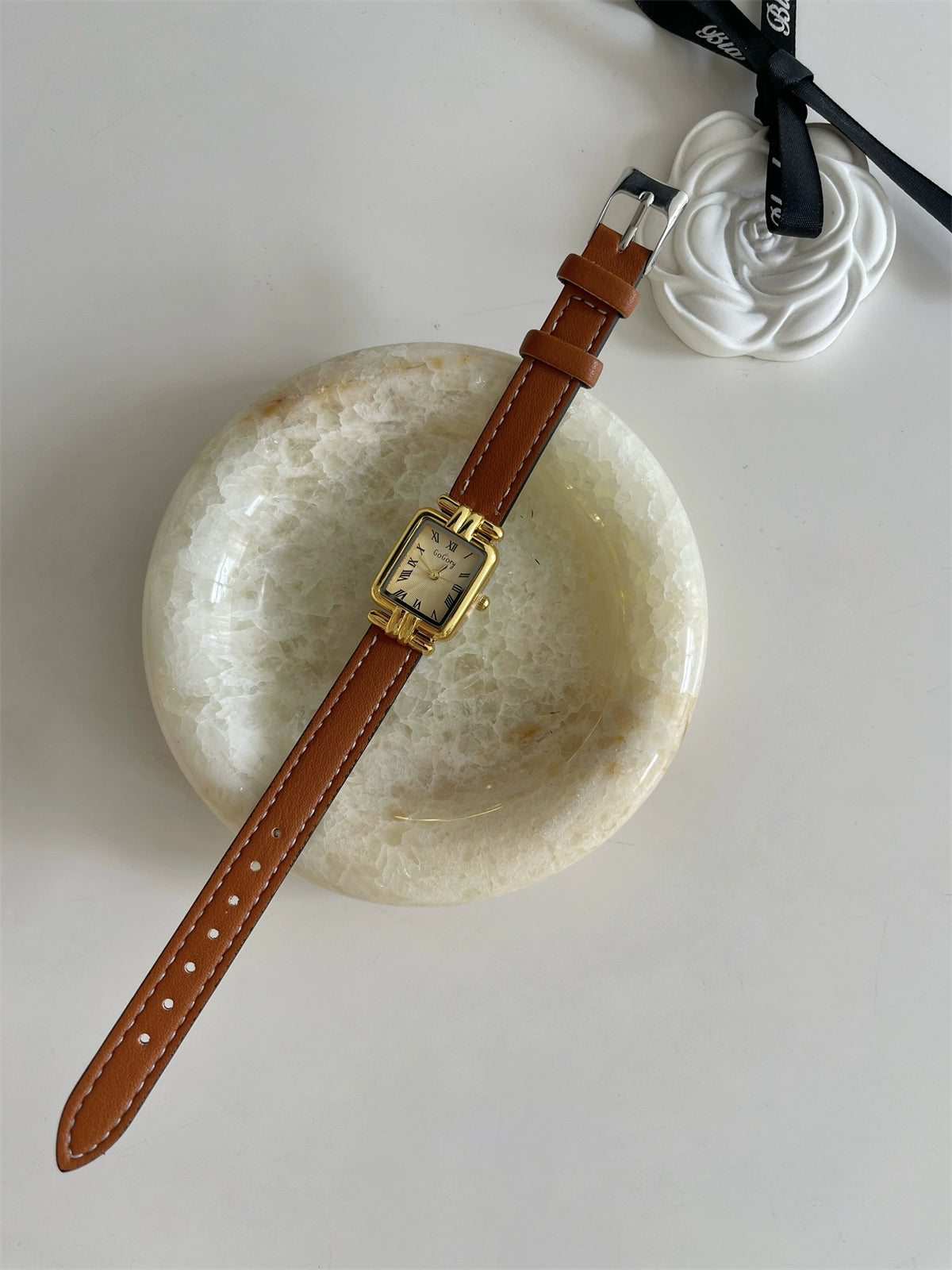 Jailyn Petite Square Watch - Brown Strap [P1U5D16R]
