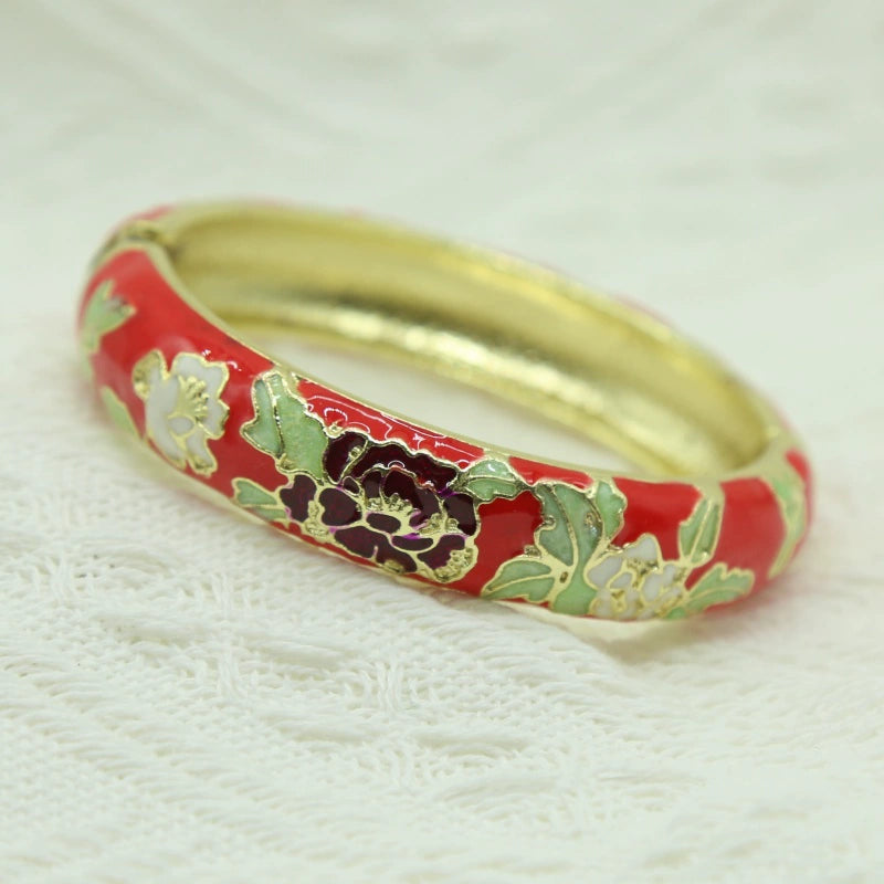 Jariah Peony Cloisonné Bracelet - Red [Z3E7KOSH]