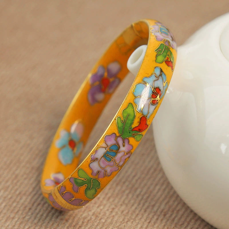 Nyssa Cloisonné Enamel Bracelet - Yellow (12mm Width) [P272A6H3]