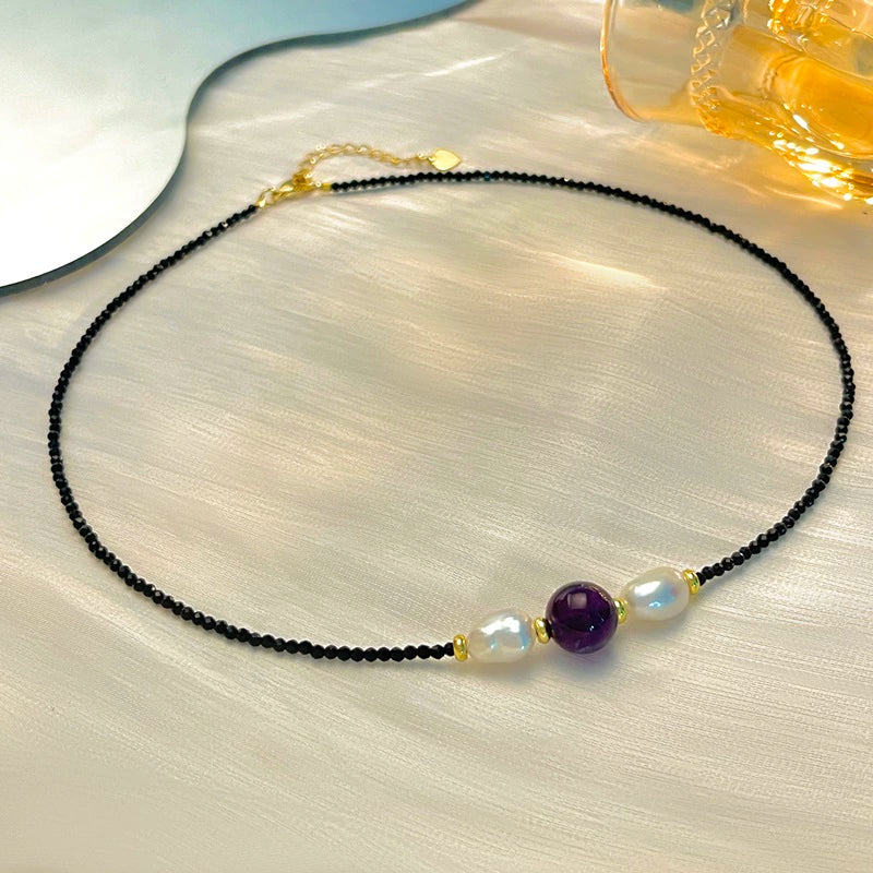 Rhian Baroque Pearl Amethyst Necklace - Pearl Amethyst Necklace [AUUPZ8PE]