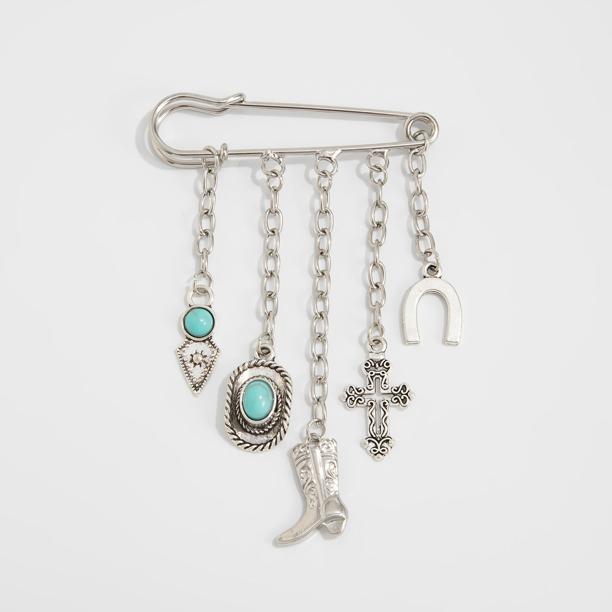 Romi Western Turquoise Boot Charm - Silver-Tone Charm [MW6VUHOS]