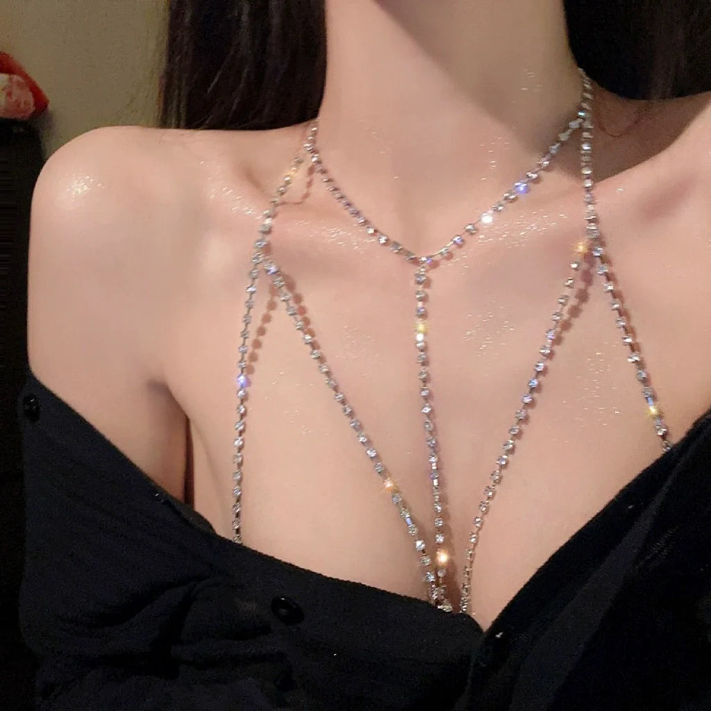 Mirabel Rhinestone Body Chain - Silver Body Chain