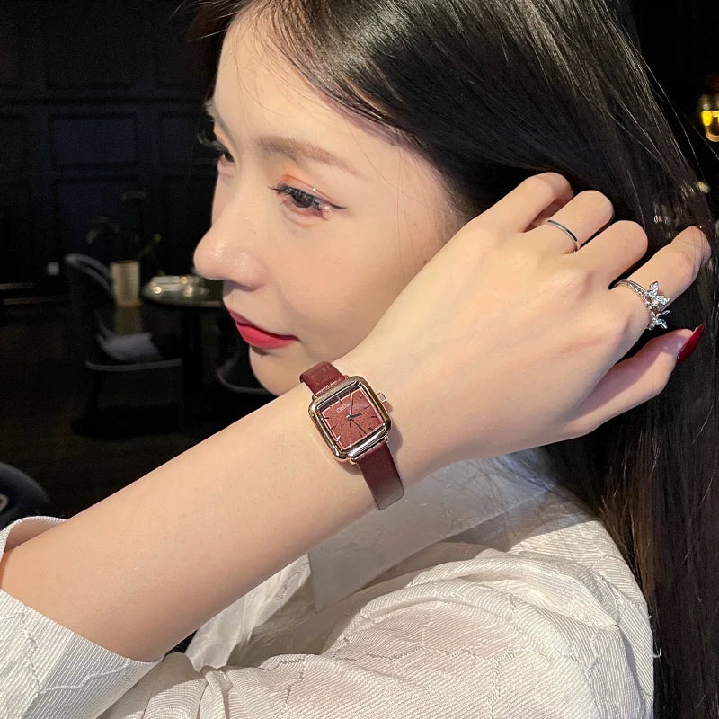 Laykin Crimson Square Watch - Wine Red