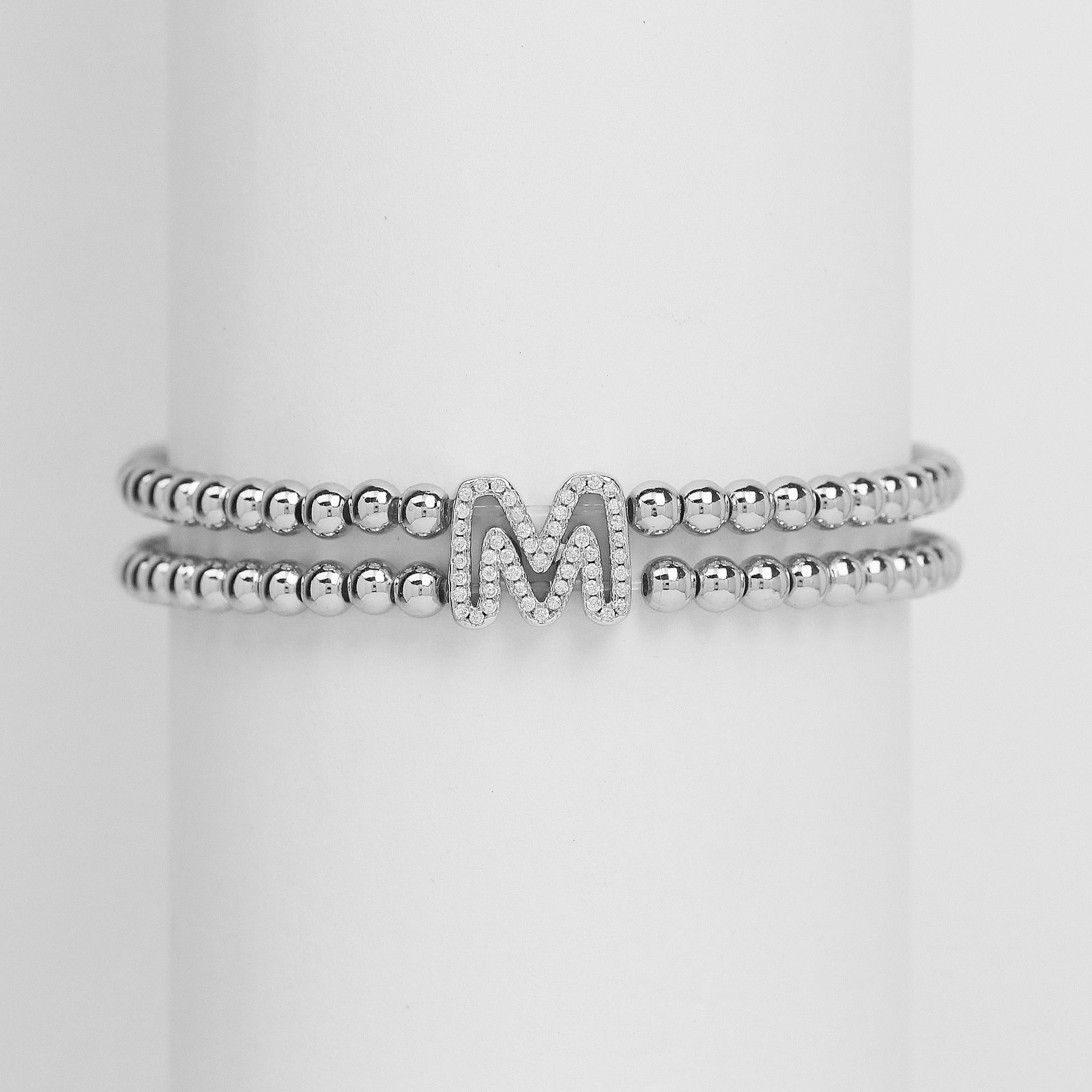 Alexandra Bubble Initial Bracelet - Silver M [CZ5KRKJL]