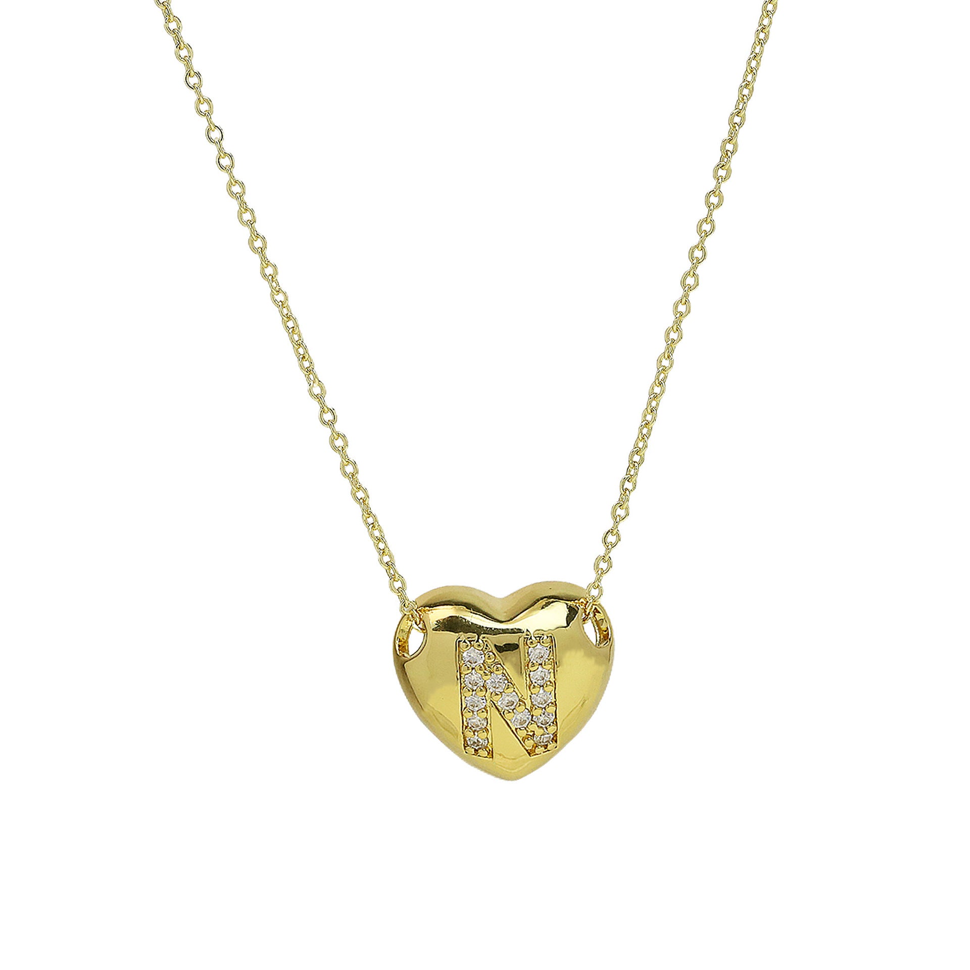 Una Heart Initial Necklace - Letter N [UOF01O4Z]