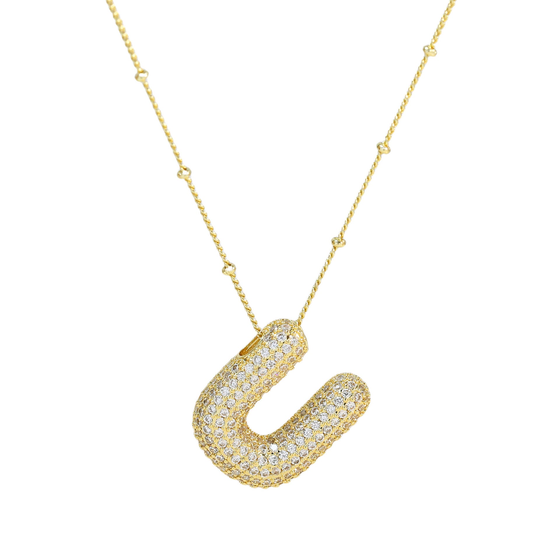 Fynlee Bubble Initial Necklace - Gold U [T5AQMM0W]