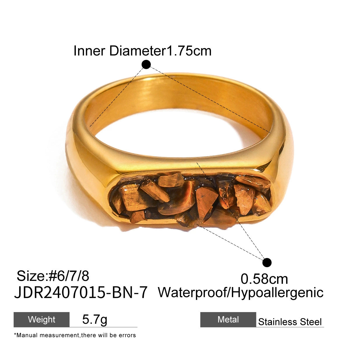 Jana Natural Stone & Steel Rings - JDR2407015-BN-7 [SF8JDAHT]