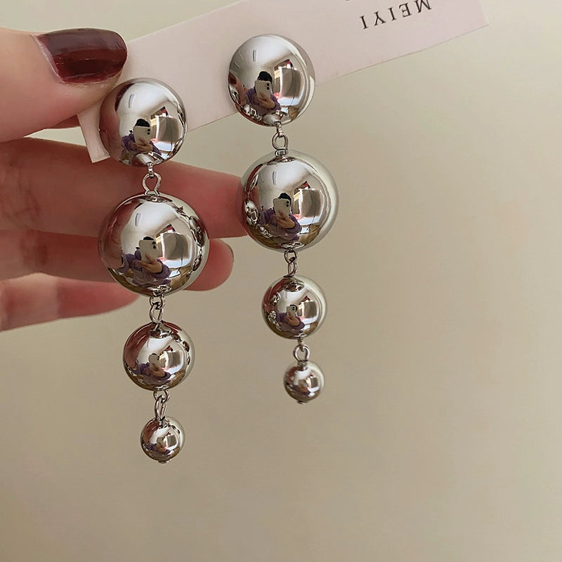 Korie Statement Ball Earrings - Silver (Silver Post) [S3O3ZDYW]