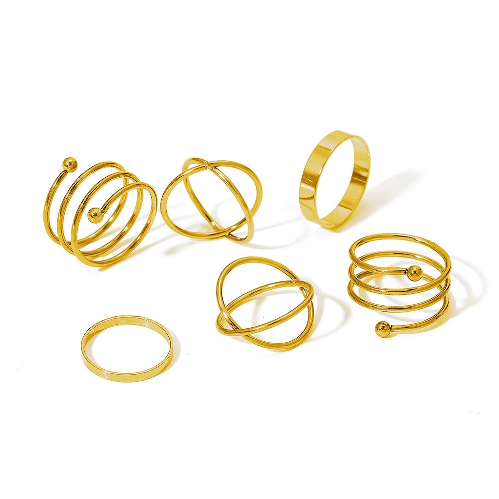 Maryanne Retro Stackable Ring Set - Style 7 [63295SPY]
