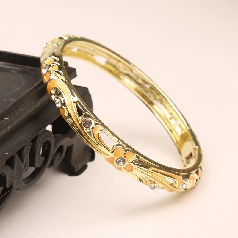 Raniyah Cloisonné Floral Bracelet - Yellow [UGWDBRHL]