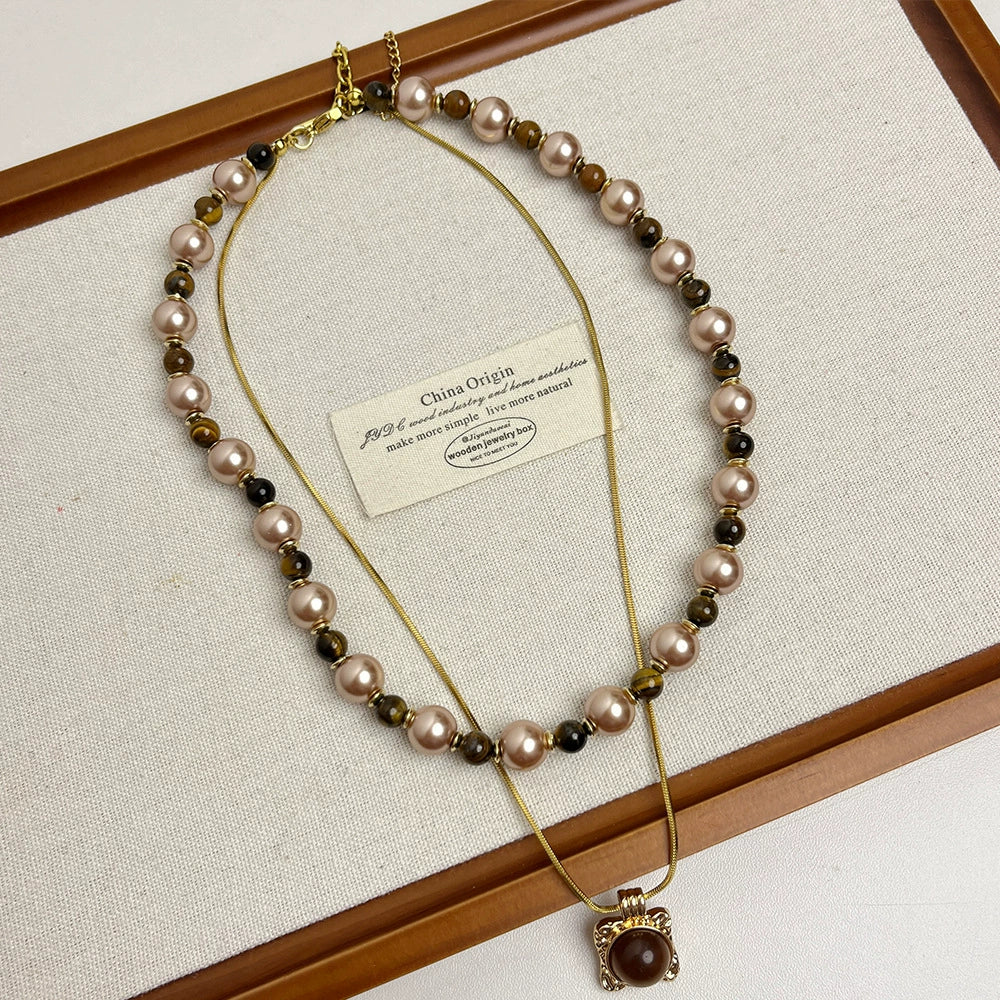 Annaly Double-Layer Pearl Necklace - Main Image Necklace Style [S44FJNML]