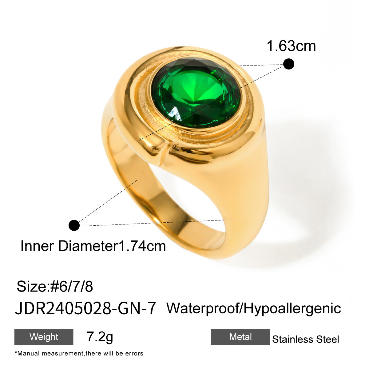 Abree Geometric Agate Ring Set - Style JDR2405028 Green (Size 7) [AY1M5B0E]