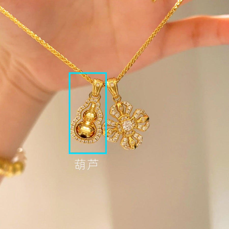Kaylie Auspicious Charm Necklace - Rotatable Gourd Single Pendant [M95OZWFY]