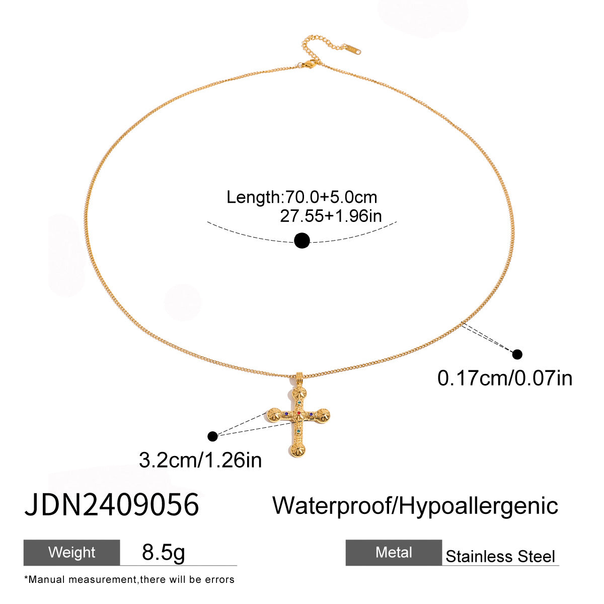 Juliett Pave Cross Necklace - JDN2409056 [ACZS4EDS]
