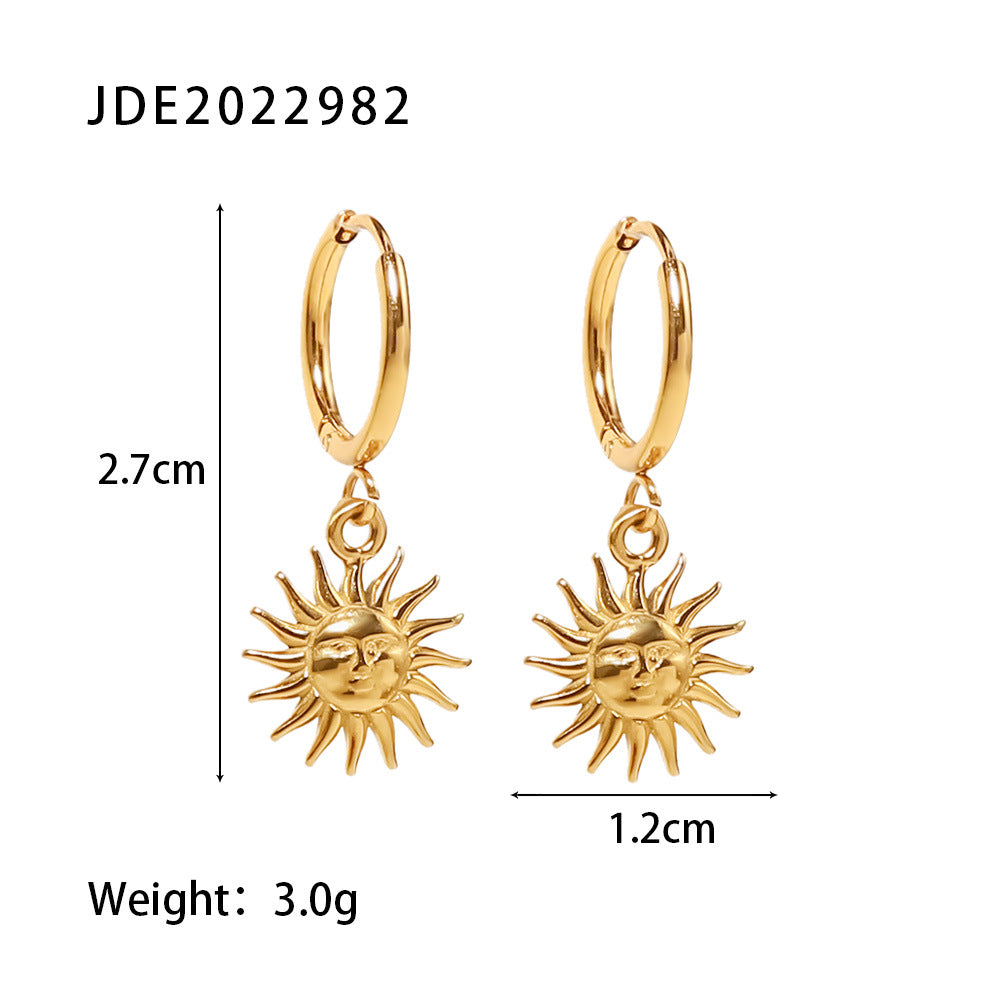 Esty Gold Sun Pendant Earrings - JDE2022982 [RAZ9NGY0]