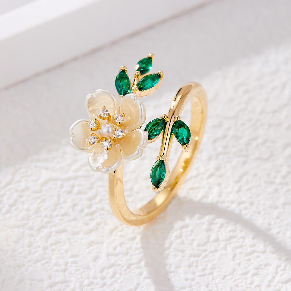 Marta Emerald Leaf Open Ring - Style 1 [WKJMG8QD]