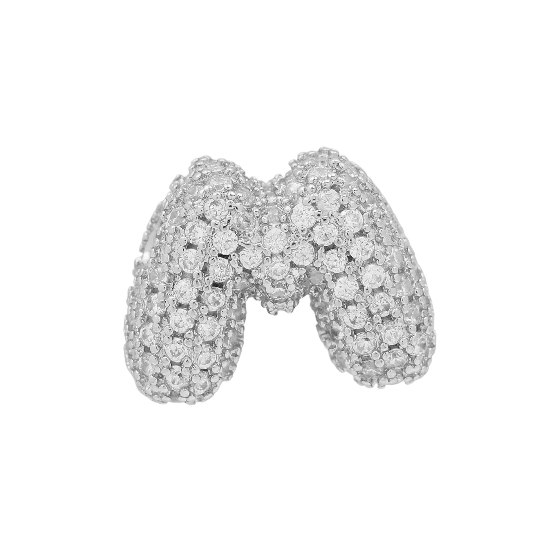 Jehlani Zircon Bubble Letter Necklace - Silver M Pendant [TQV8O7UM]