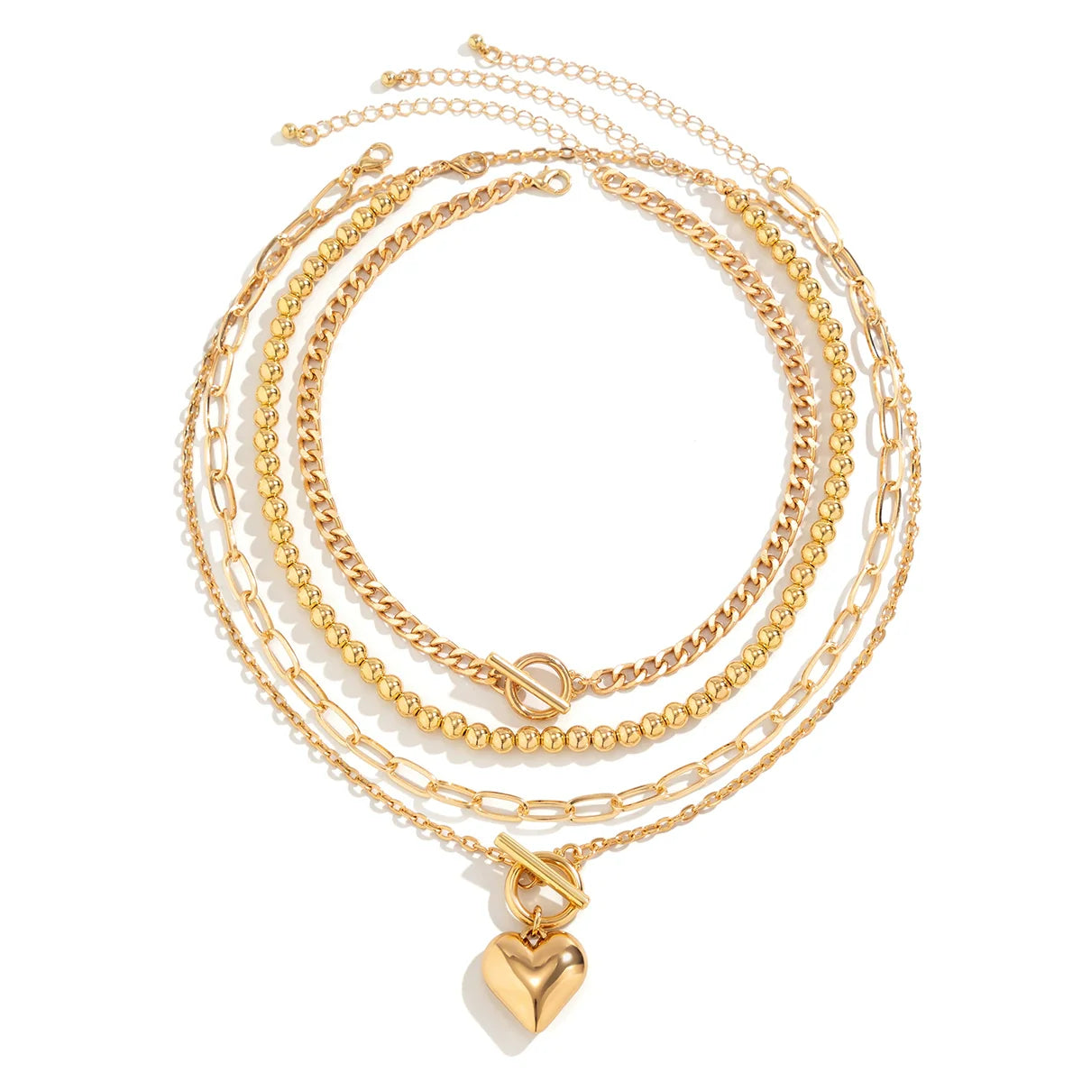 Amazing Layered Charm Necklace Set - Gold
