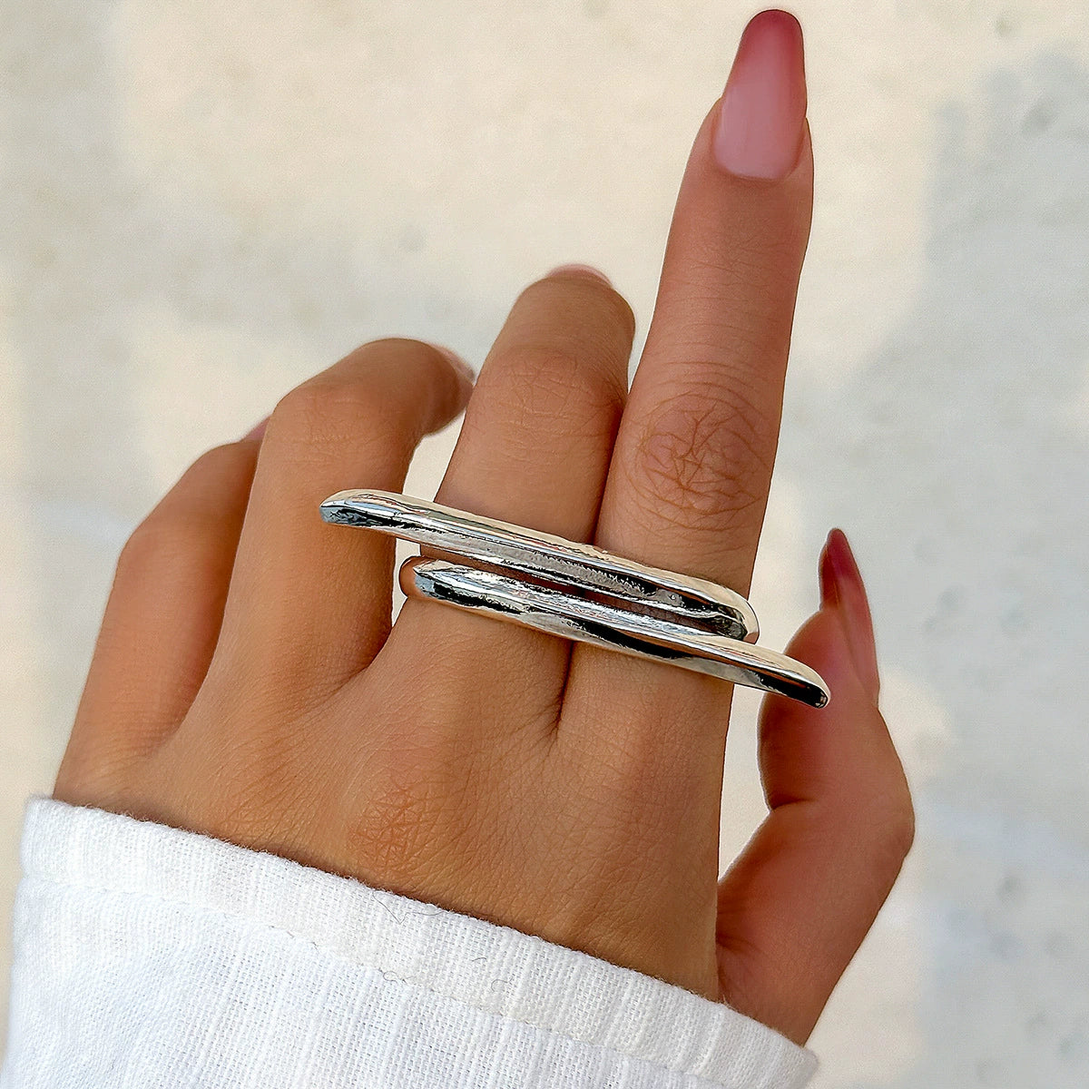 Miracle Glossy Butterfly Bow Ring - Silver Tone Design 04 (0729) [UIJ6EP19]