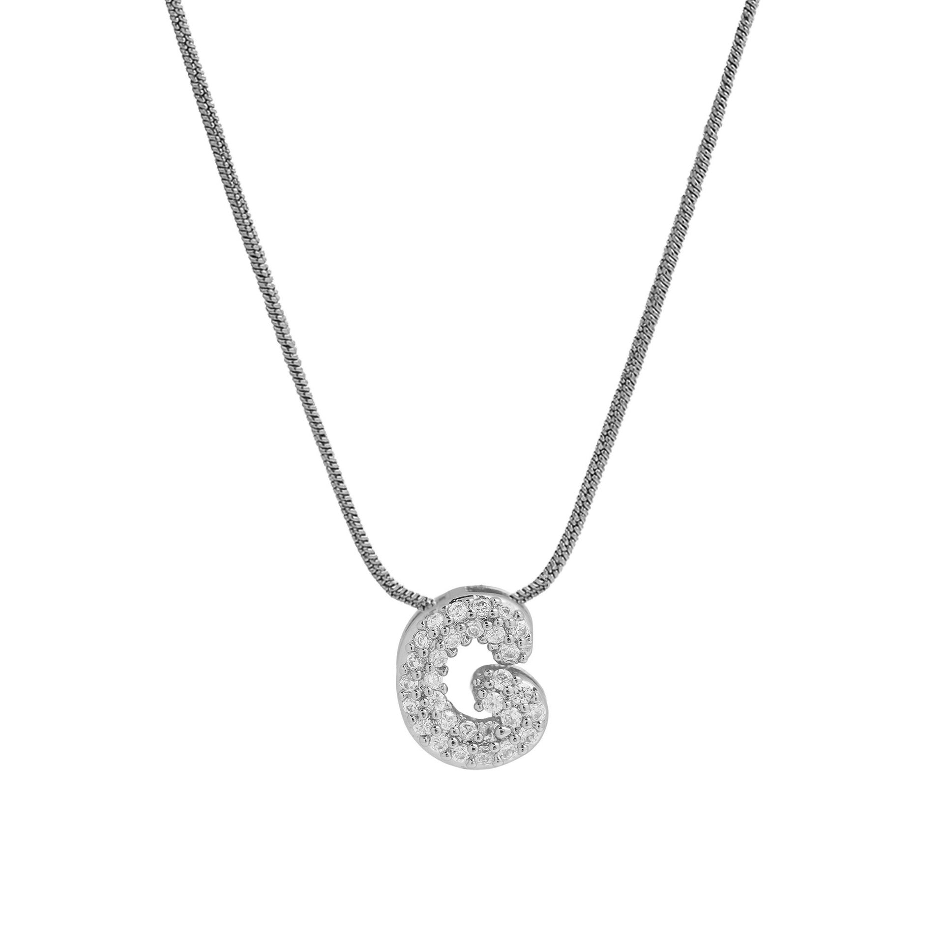 Deborah Initial Snake Necklace - Silver-tone G Initial [DKHAG9KI]