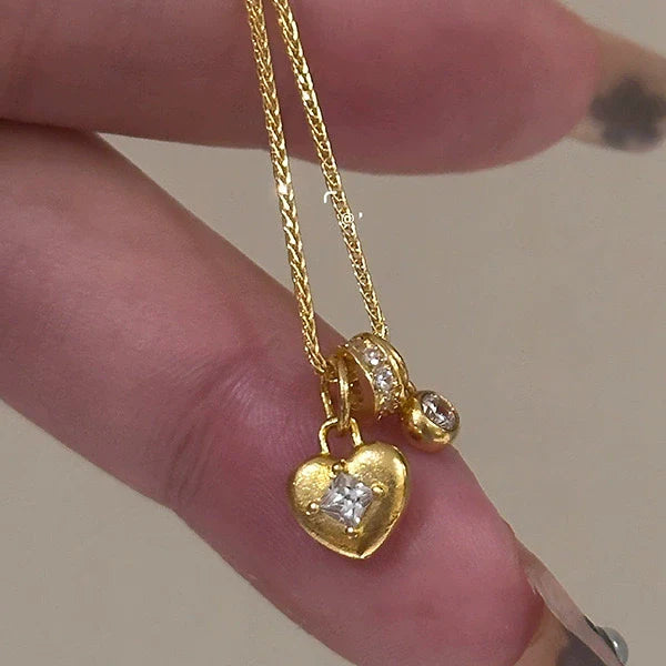Jaliya Golden Starburst Heart Necklace - Starburst Heart Necklace