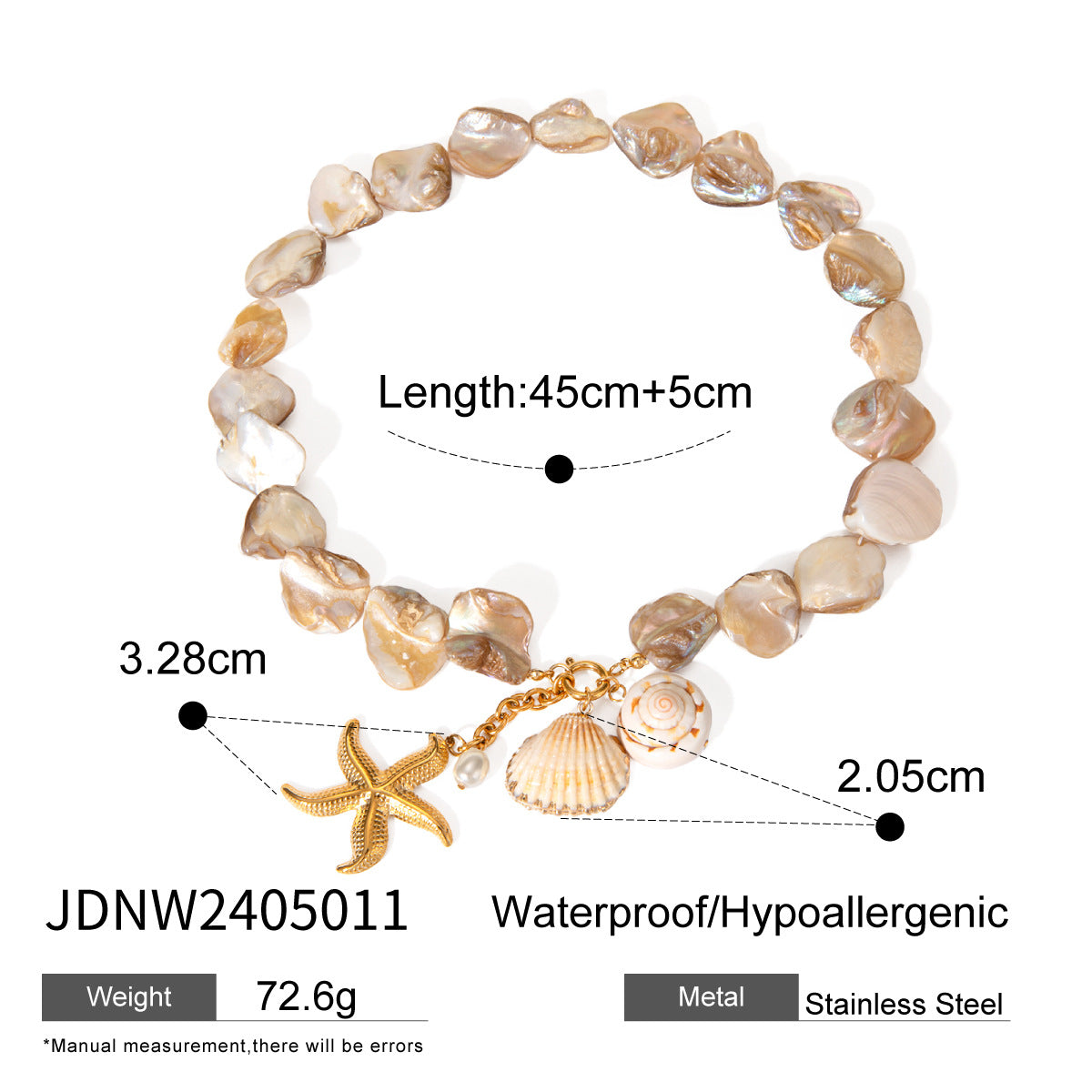 Ayan Ocean Shell Necklace - Ocean Charm Necklace [URGEM69B]