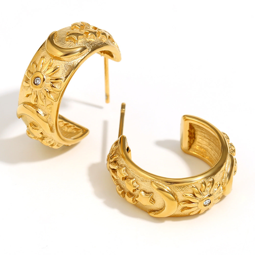 Makaylah Cosmic Gold Plated Jewelry - Hoop Earrings - Gold [HJXC8JA3]