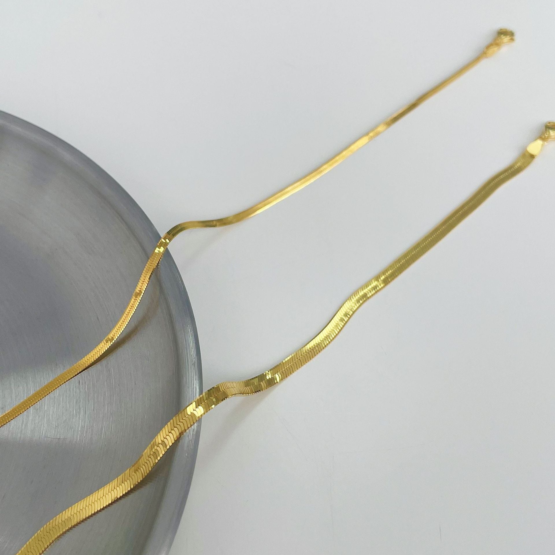 Kadence Sterling Silver Herringbone Necklace - Gold [UIA5YUEW]