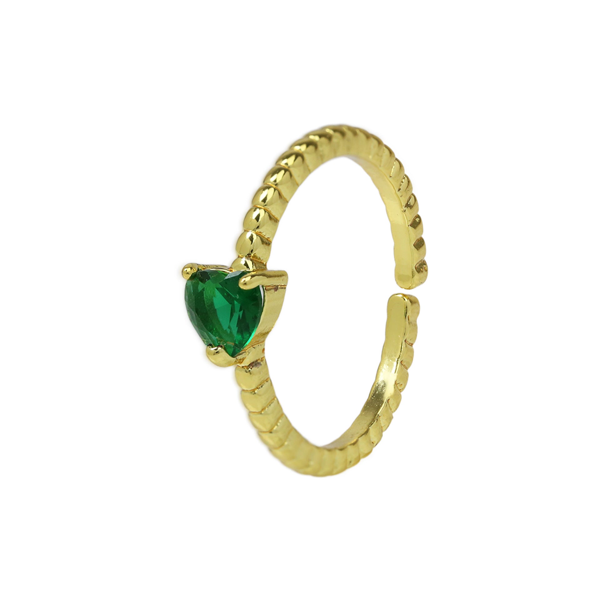 Teigan Heart Gemstone Open Ring - Green Zircon [QV2UBHAX]
