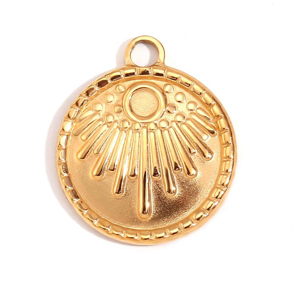 Kalayah Geometric Celestial Charms - Sparkle Round Coin Pendant [WF5NIK6U]