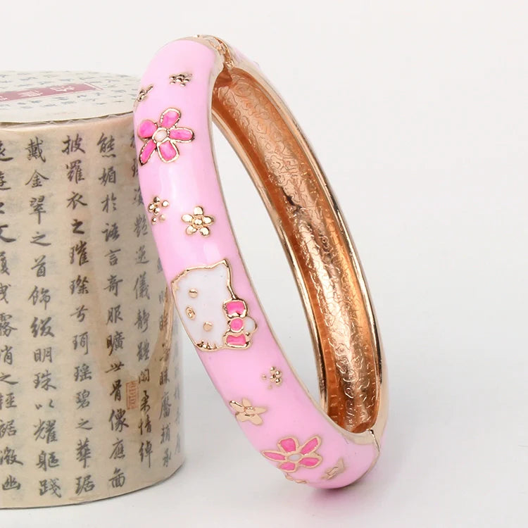 Porter Enamel Hello Kitty Bangle - Light Pink (4.7cm, Fixed Pattern)