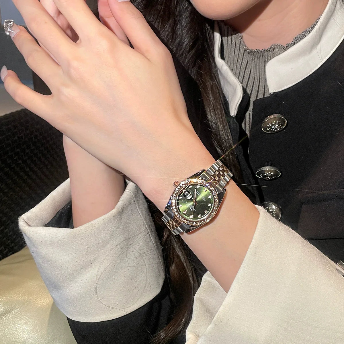 Jaydah Crystal Quartz Watch - Green
