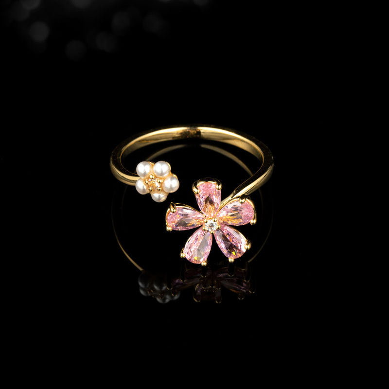 Nirvana Pink Bloom Ring - Pink Zircon Gold Tone A [WNDANWGH]