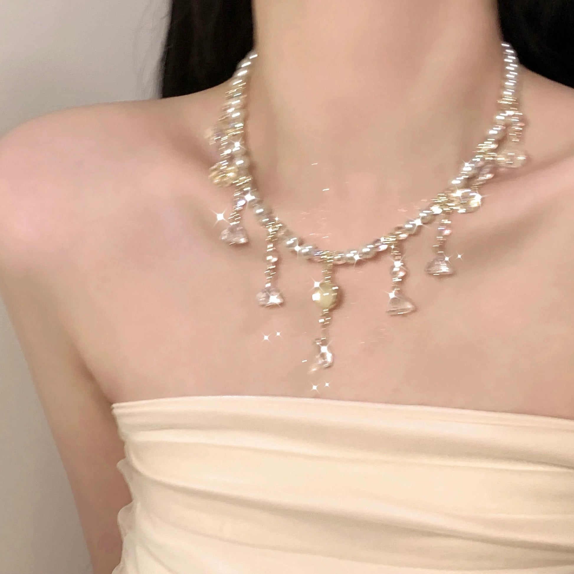Ameera Gilded Pearl Collar Necklace - Gold Plated
