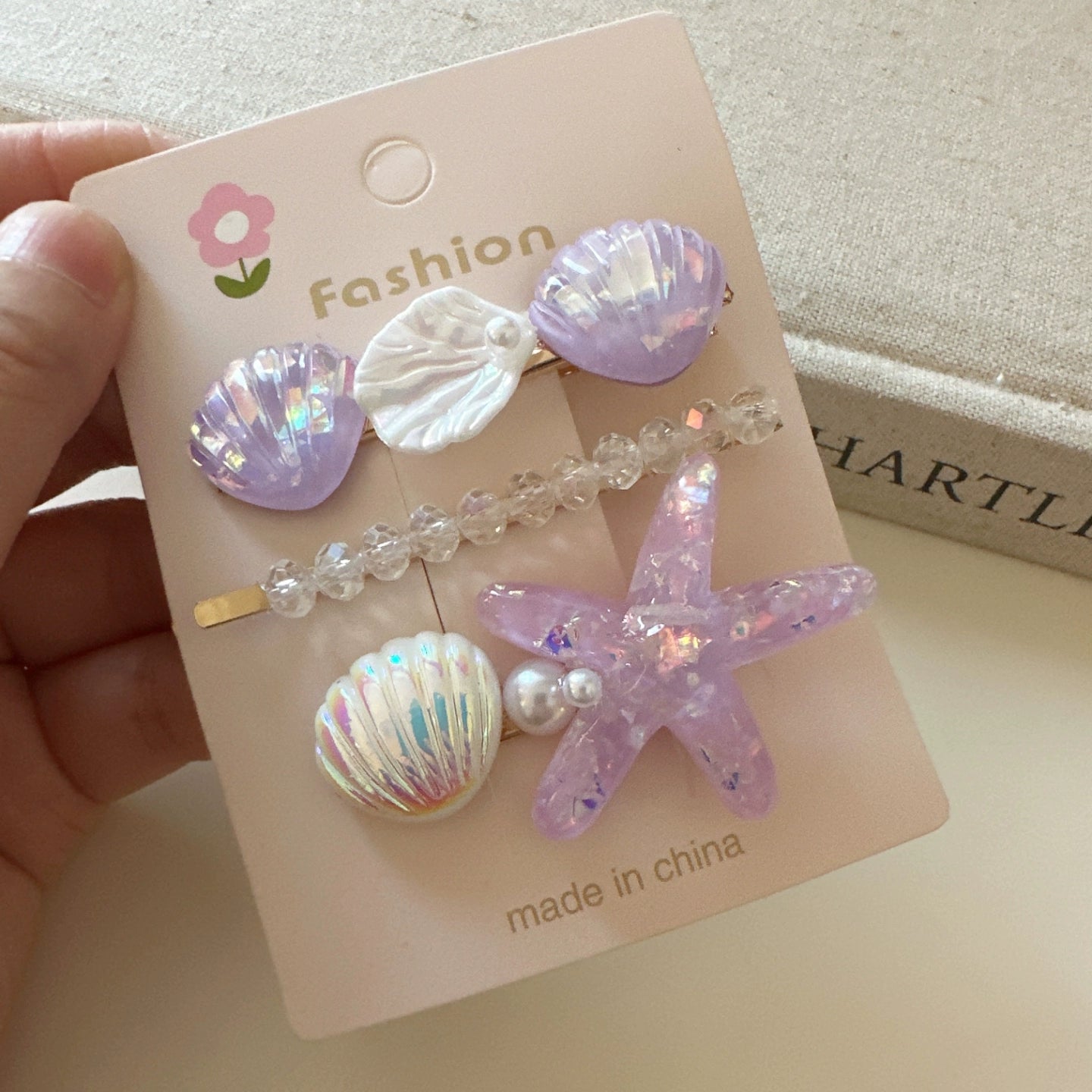 Oaklyn Iridescent Starfish Hair Clip - Purple Hair Clip Set [B64A2L99]