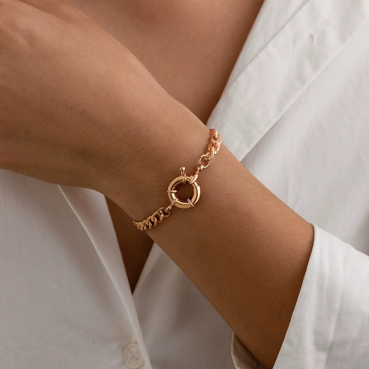 Madyson Geometric Chain Jewelry - Gold Bracelet Style 05 [VVFNK62P]
