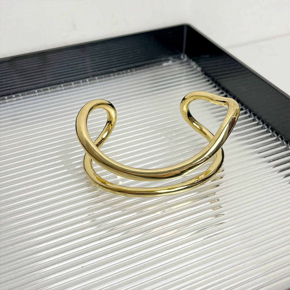 Siobhan Geometric Cuff Bracelet - Gold Geometric Hollow Bracelet [I4W1KL00]