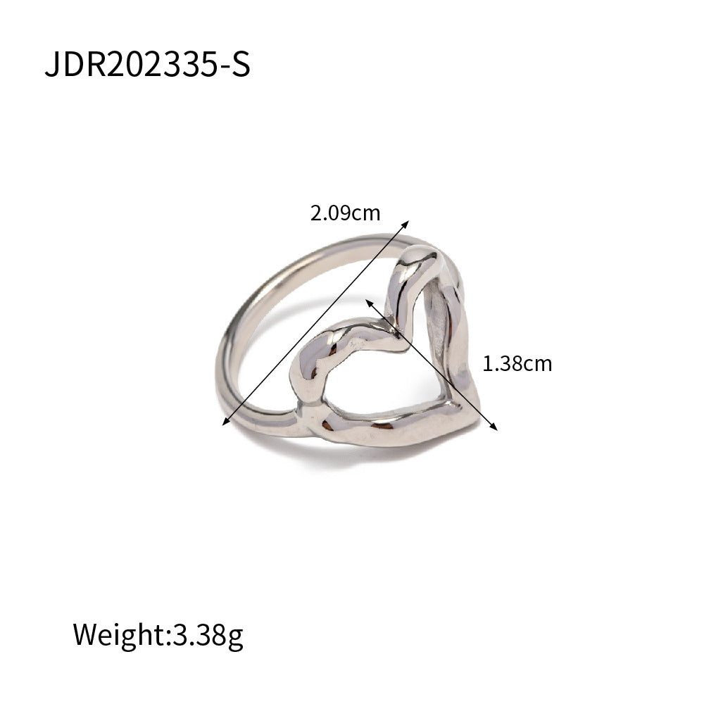 Dareen Hammered Heart Ring - Silver [QFUHC03L]