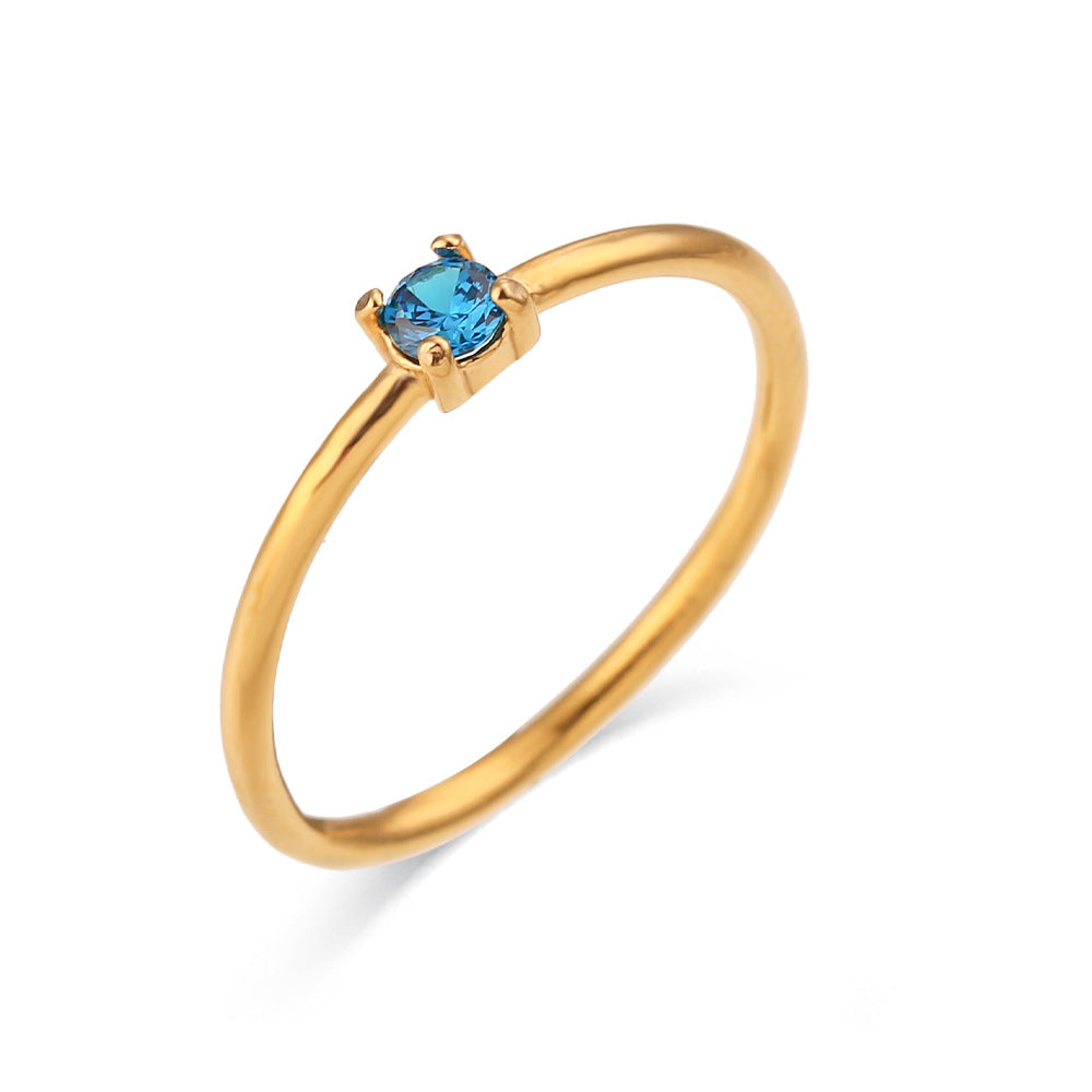 Kenzley Dainty Birthstone Ring - Deep Sea Blue [D80Q6LK5]