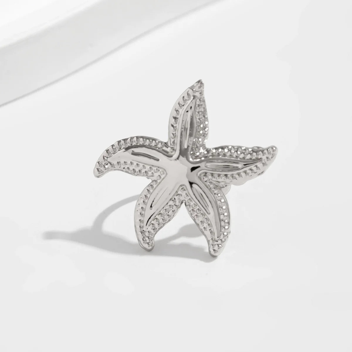 Michael Ocean Ear Cuffs - Textured Glossy Starfish Silver
