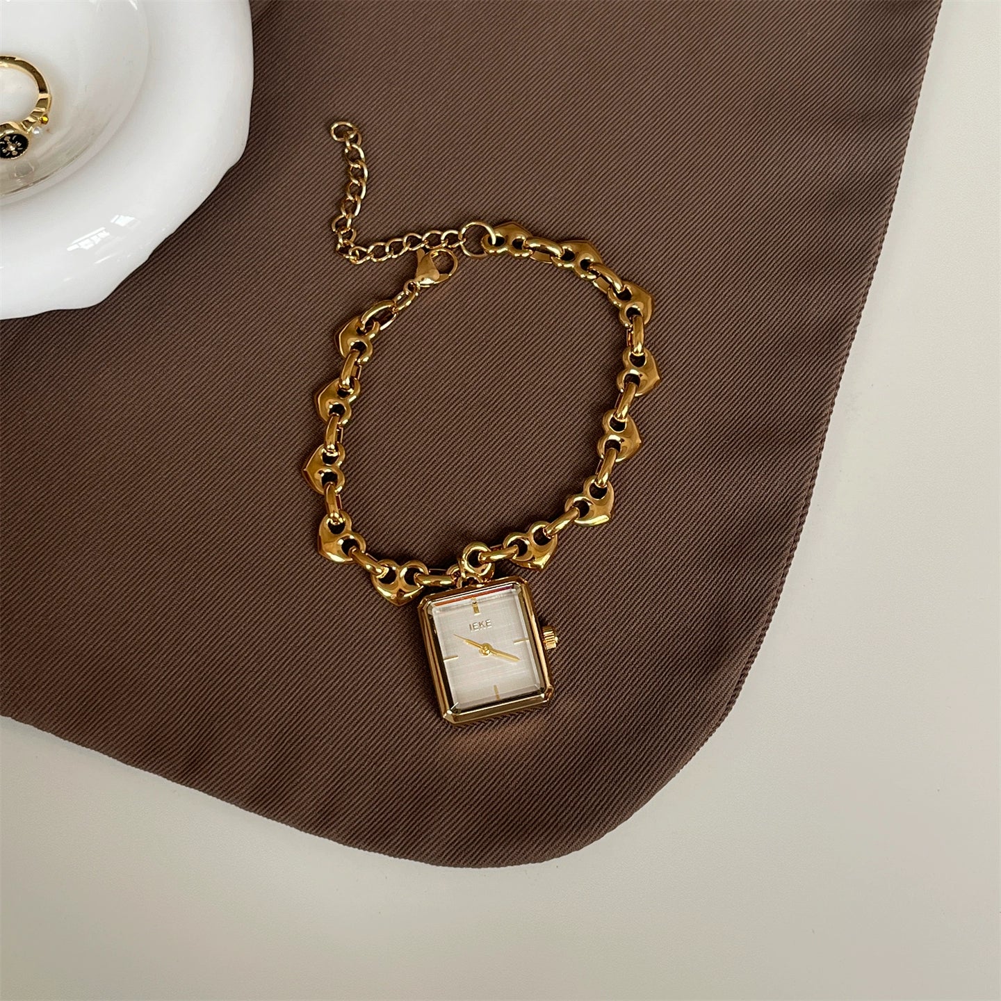 Emely Y2K Heart Watch - Gold Strap White Face [RK3CGRW2]